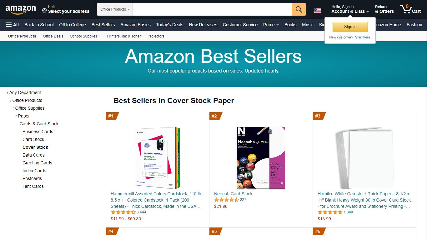 Amazon Best Sellers: Best Cover Stock Paper